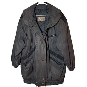 VTG Otello Pelle Men's M Insulated Brown Jacket Hidden Hood Leather Trim Korea